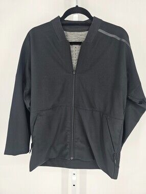 Adidas Z.N.E. Reversible Bomber Jacket Womens Sz L Athletic Black Gray